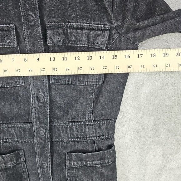 Armani Exchange Denim Jacket Womens Size S Dark Gray Stretch Collared Snap - Picture 7 of 8